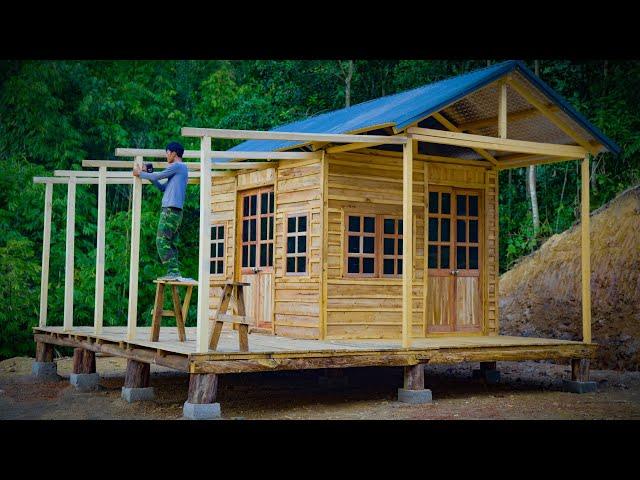 Building a Log HOUSE in the Forest, Log Cabin 2024 | Install Door Locks, Cooking, Roof, Bushcraft