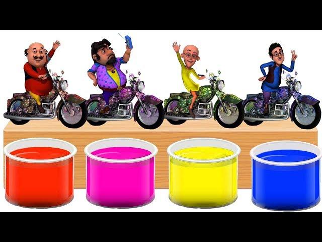 Bathing Colors Fun l Motu Patlu Ghasitaram John The Don Driver Motor Cycle l Shower Colors for Kids