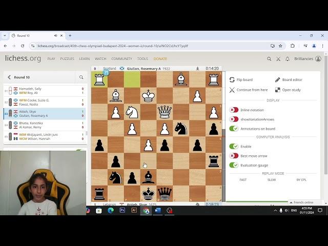 My Highest Rated Win in the 2024 Chess Olympiad - Round 10