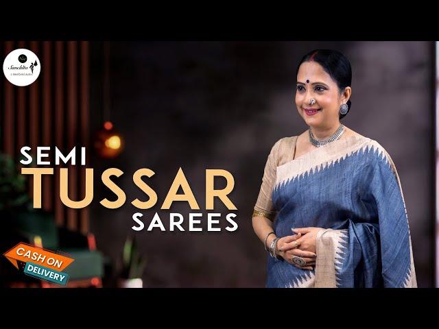 Semi Tussar Sarees | COD Available | Only at Rs.1325/- | Sanchita