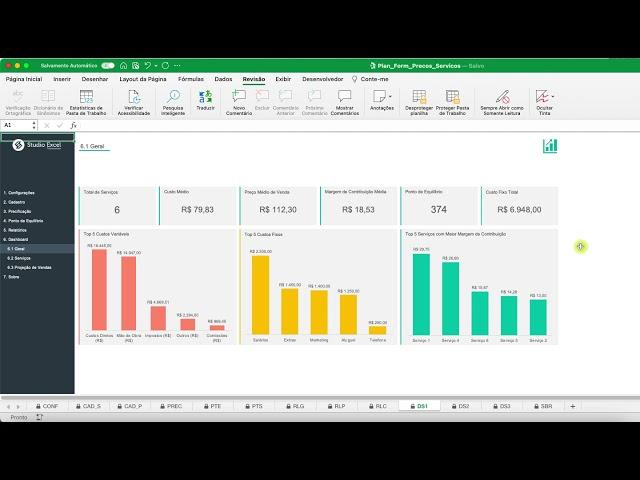 Planilha Formação de Preços de Serviços em Excel
