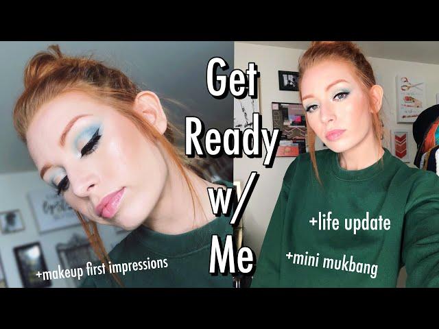 A Chatty GRWM/Makeup Tutorial of First Impressions with a Mukbang & Life Update ALL IN ONE :D