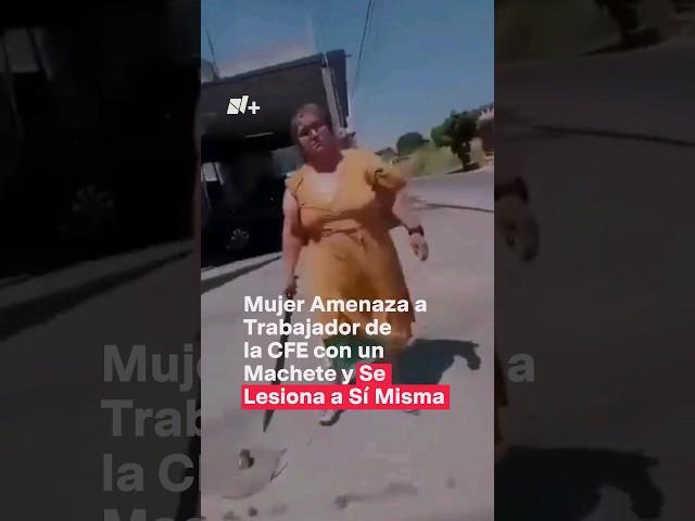 Mujer amenaza a trabajador de la CFE y se lesiona a sí misma - N+ #Shorts