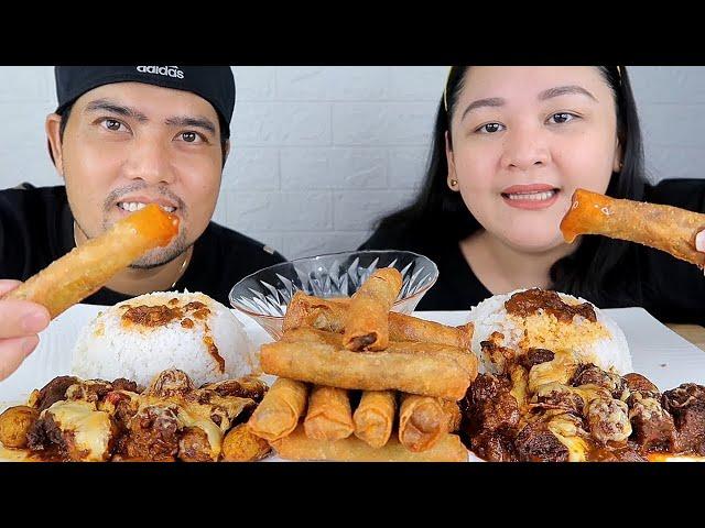 CREAMY CHEESY BEEFY KALDERETA + DYNAMITE | FILIPINO FOOD |  MUKBANG PHILIPPINES