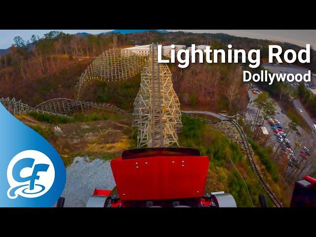 Lightning Rod (w/Chain Lift) front seat on-ride 5K POV @60fps Dollywood