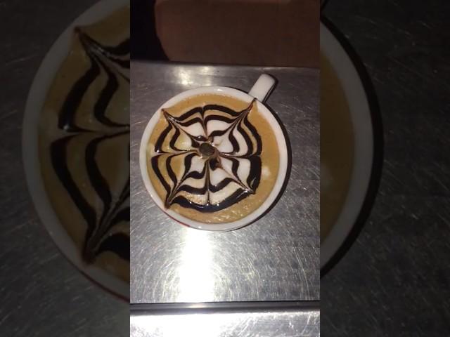 how to make a chocolate sauce design #coffee #tea #latteart #barista #chai #shorts