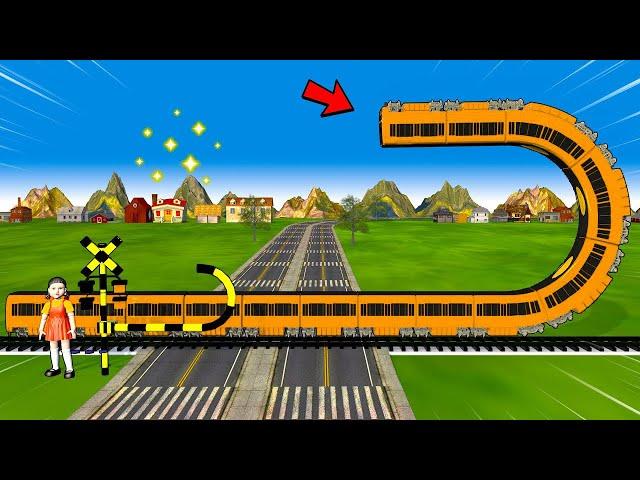 【踏切アニメ】やわらかい踏切と電車【カンカン】Train Railroad Crossing Fumikiri Destroy Honeycomb Candy Challenge Animation