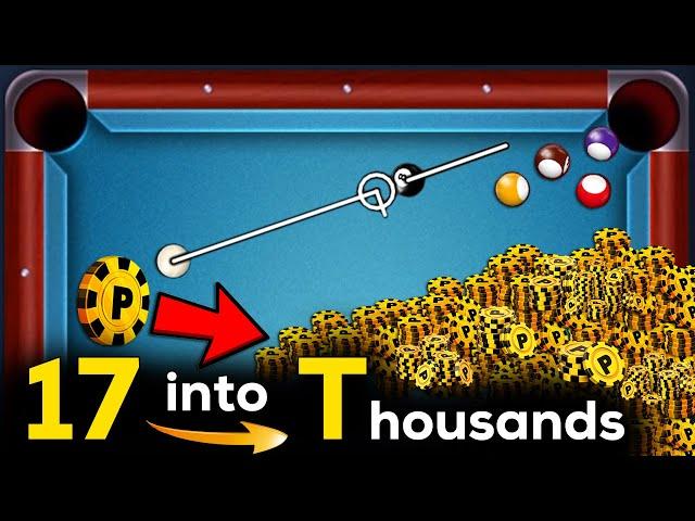 TURNING 17 Coins into TEN of THOUSANDS Coins - One to Hero - 8 Ball Pool - GamingWithK