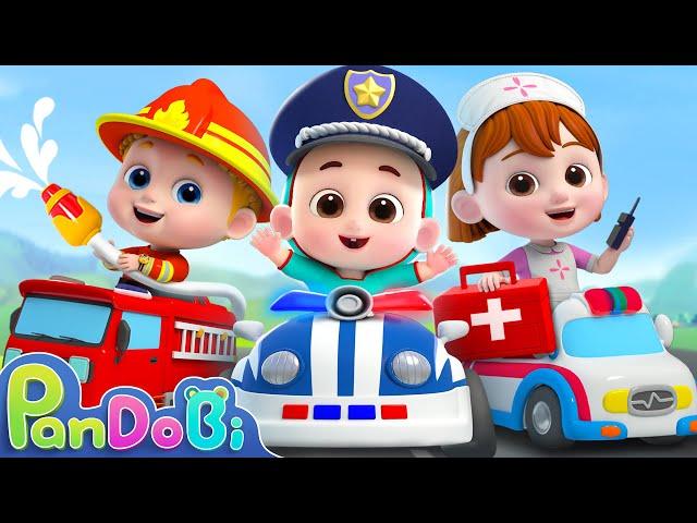 Fire Truck, Police Car, Ambulance in Surprise Eggs + More Nursery Rhymes & Kids Songs - Pandobi