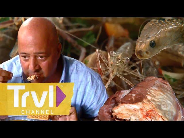 Top 5 Most Bizarre RAW Meals | Bizarre Foods with Andrew Zimmern | Travel Channel