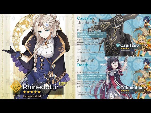 NEW UPDATE!! RHINEDOTTIR: THE GOLD, CAPITANO, COLUMBINA, DURIN & DRAGONSPINE EVENT! - Genshin Impact