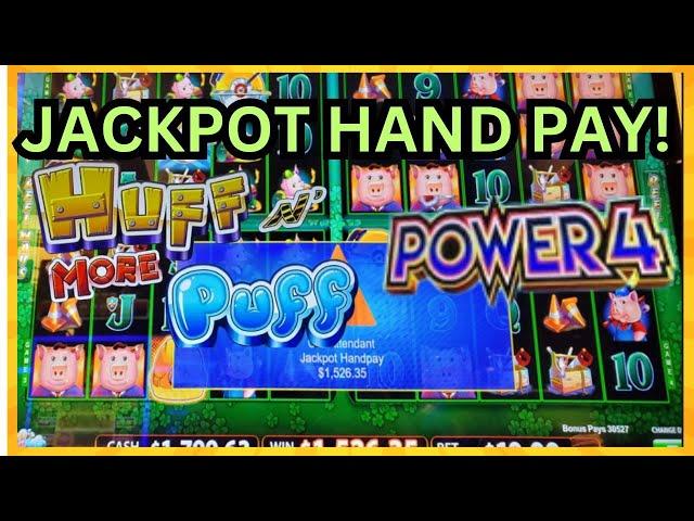  Jackpot Alert!  | 11 Bonuses (1 HAND PAY) Huff N More Puff Power 4 Slot Machine! 