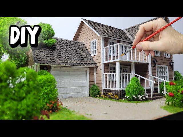 Miniature Cardboard House with Garage DIY