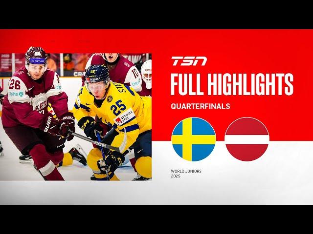 2025 World Junior Championship Quarterfinal Highlights: Sweden vs Latvia