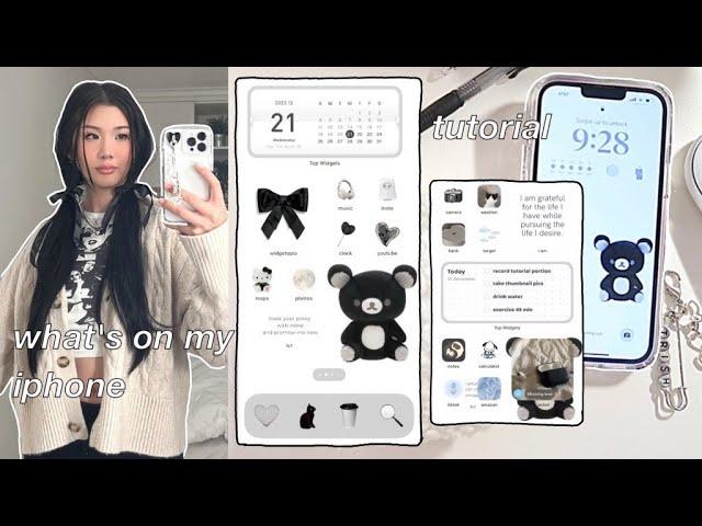 WHAT'S ON MY IPHONE + TUTORIAL | transparent dock icons, useful widgets, aesthetic customization