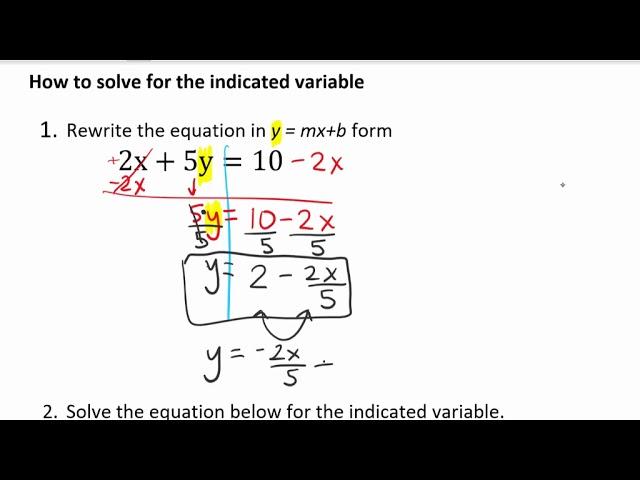 How to solve for the indicated variable (equations where there are 2 different variables)