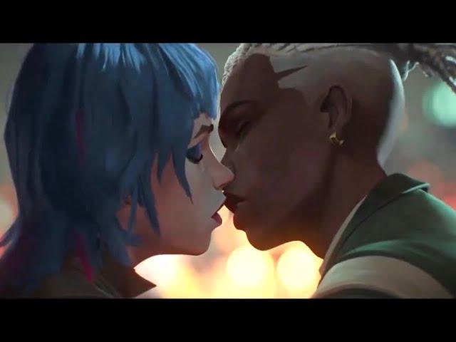 EKKO AND JINX KISS SCENE DANCING SCENE ARCANE SEASON 2 ACT 3 EP 7