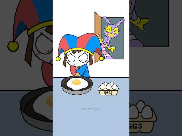 Pomni makes breakfast for JaxMake the perfect fried egg! TADC Funny Animation #shrots