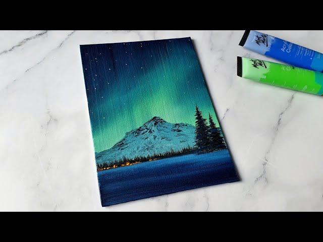 easy way to paint the northern lights / acrylic painting ideas for beginners ️