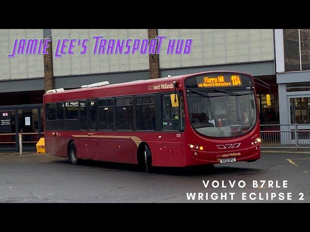 *Hill climb* National Express West Midlands Volvo B7RLE Wright Eclipse 2 no 2123 on route 11A