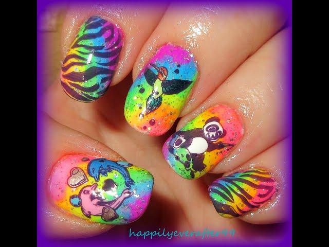 Lisa Frank Nail Art Stamping using Maniology Plate M283 & Neon Nail Powders