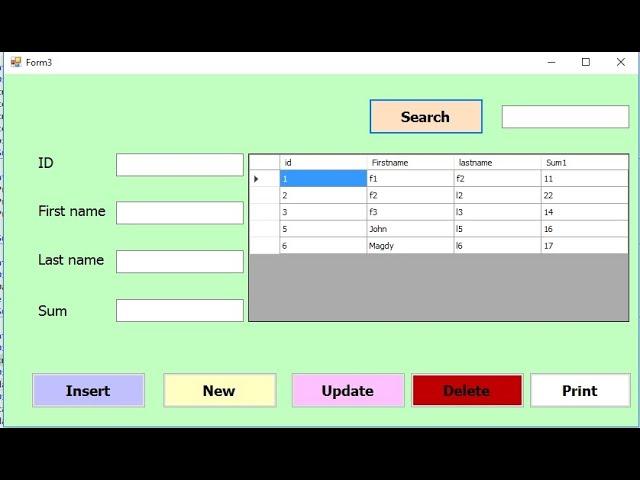 VB.NET insert update delete search using access database and print datagridview (WITH CODE)