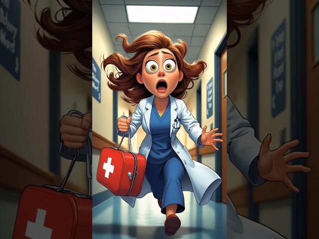 Cartoon nurse rushing to help… then melts like clay