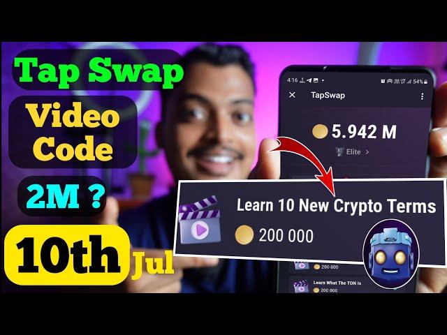 TapSwap Learn 10 New Crypto Terms Code || TapSwap Video Code 10 July | Tapswap Cinema Code