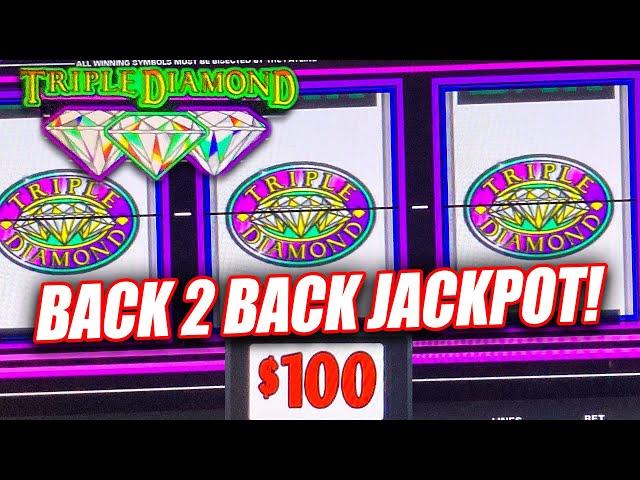 WOW!! BACK 2 BACK JACKPOTS ON HIGH LIMIT TRIPLE DOUBLE DIAMOND SLOT MACHINE   CASINO SLOTS