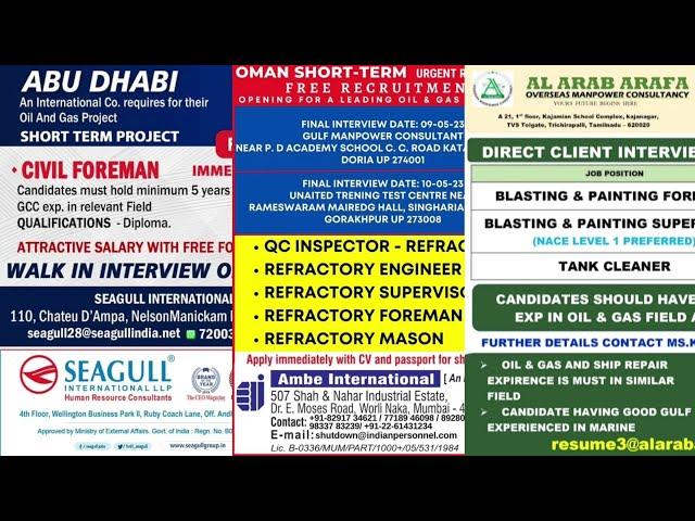 08-MAY Dubai Job Vacancy 2023 , Gulf Job Vacancy 2023 ,Assignment Abroad Times TODAY, Gulf Jobs 2023