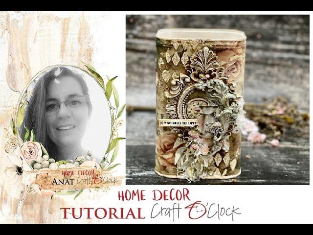 Mixed Media tutorial   Upcycling Metal Tin for Home decor Craft O'clock