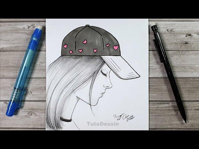 Comment dessiner une fille avec une casquette pour les débutants | Dessin pas à pas