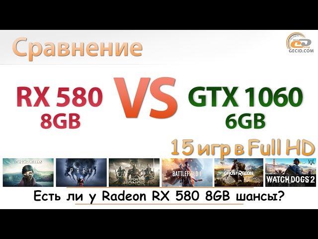 Сравнение Radeon RX 580 8GB vs GeForce GTX 1060 6GB в 15 играх при Full HD