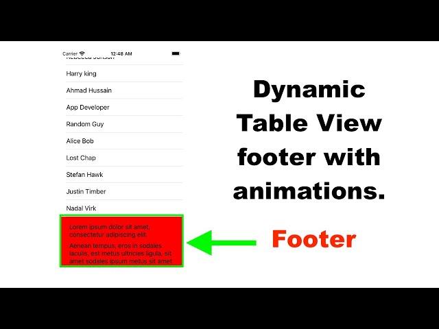 Swift: Dynamic TableView Footer with animations