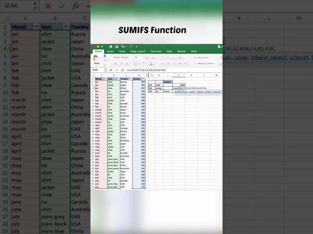 SUMIFS Excel Function - Quick Tutorial #excel #microsoftexcel #exceltips #msexcel #exceltutorial