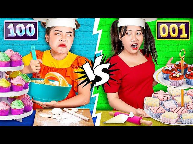 1 Vs 100 Food Challenge... Baby Doll And Friends Make Cupcakes Challenge