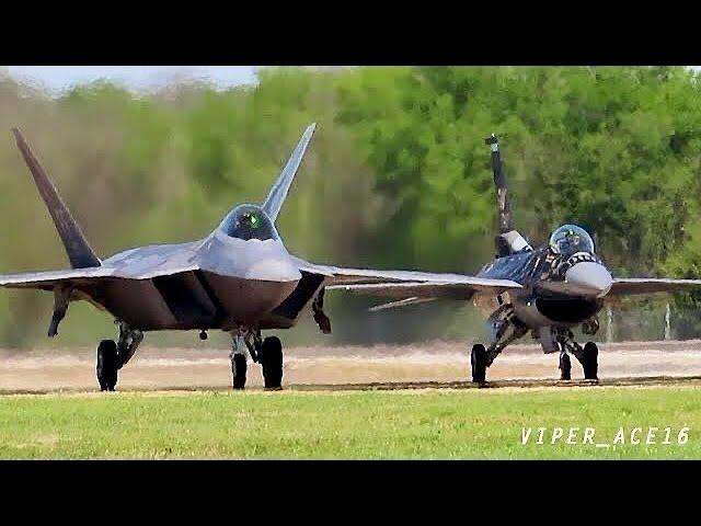 2023 USAF F-22 and F-16 Viper Joint Demo + Heritage Flight - Defenders of Liberty Airshow - Day 1