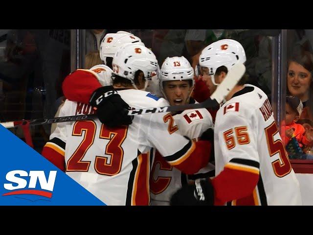 Sean Monahan Sets Table For Johnny Gaudreau One Timer