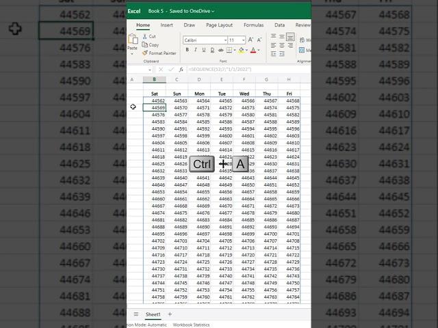 Create Calendar in Excel #shorts