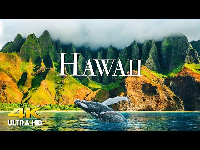 FLYING OVER HAWAII (4K UHD) Amazing Beautiful Nature Scenery with Relaxing Music | 4K VIDEO ULTRA HD