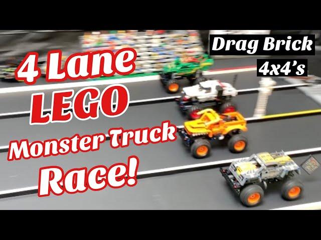 LEGO Technic Monster Truck Four Lane Drag Strip Race MOC Build 4x4 Custom Trucks Speed Racing