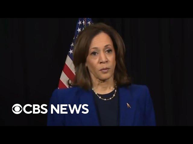 Kamala Harris reacts to Trump saying he'll protect women "whether the women like it or not"