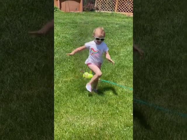 Ari gets over her fear of the sprinkler-June 9, 2021