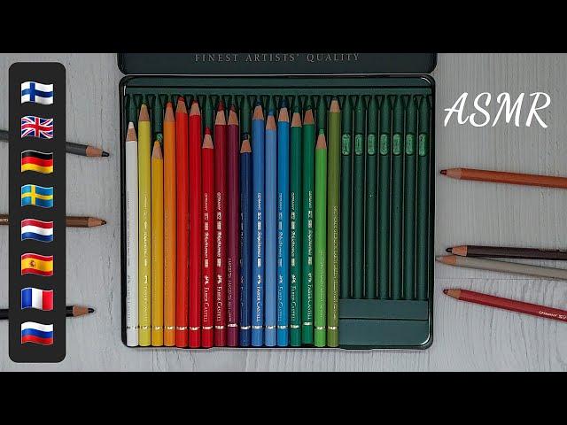 ASMR Trigger words in different languages | Sorting colored pencils