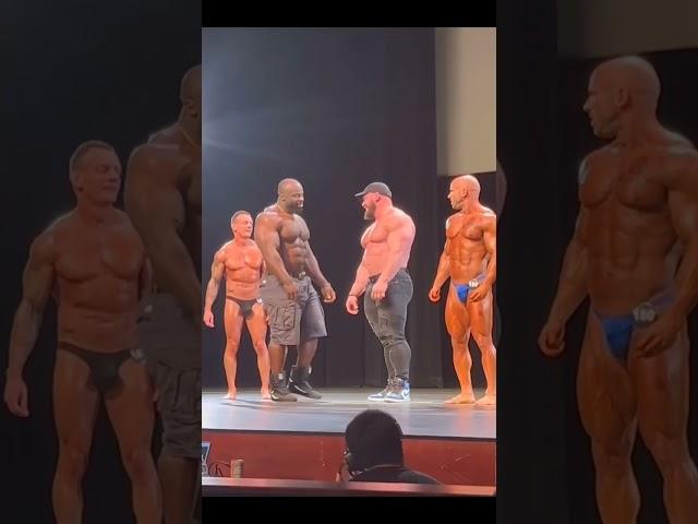 Samson Dauda and Hunter Labrada guest posing at 2024 Detroit pro