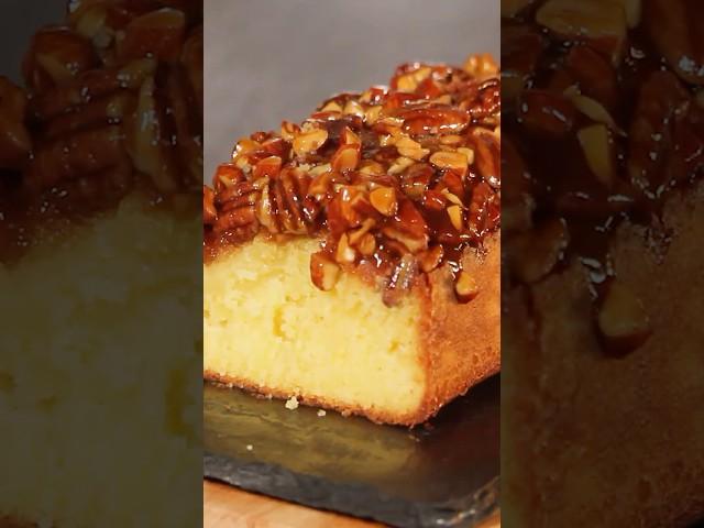 Upside Down Pecan Pound Cake #shorts #easyrecipe #cookingasmr