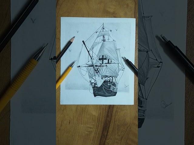 drawing a ship inspired by ‘ sourov joshi arts ’ like share subscribe for more