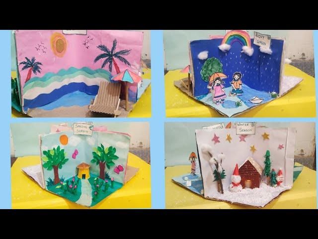 Seasons model for school project || how to make seasons model || 3d model of four seasons ||