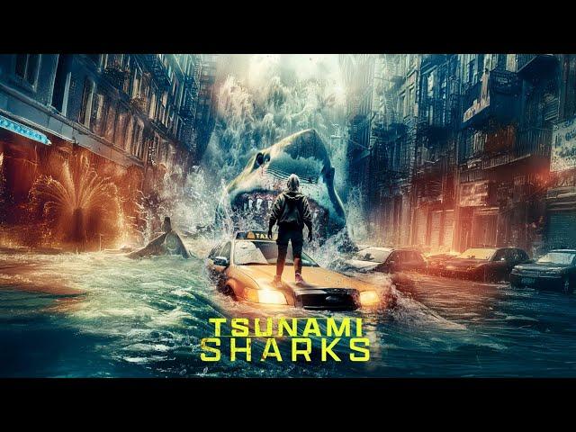 Tsunami Sharks (2024) [Horror]   La Ciudad Invadida por Tiburones | Película completa en español