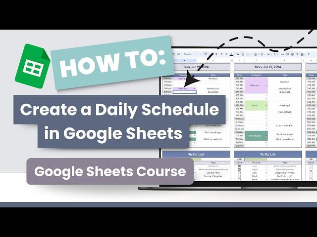 Introducing my first Google Sheets Course - How to create a Daily Schedule Template in Google Sheets